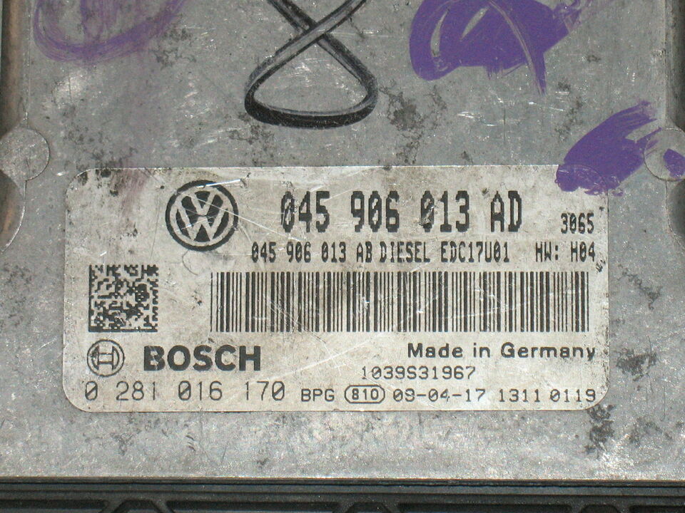 ECU Seat Ibiza 1.4 TD SKODA VW AUDI 045906013AD 0281016170 EDC 17U01-4.31