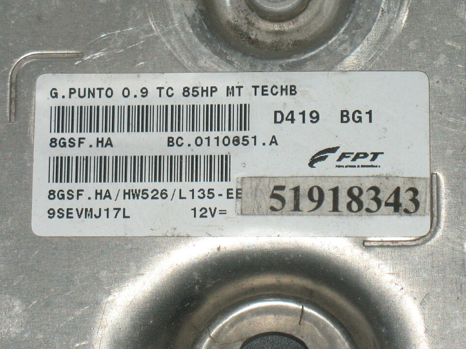 ECU PUNTO EVO 51918343 TC 85 CV 8GSF.HA HW526 PRONTA Km1934