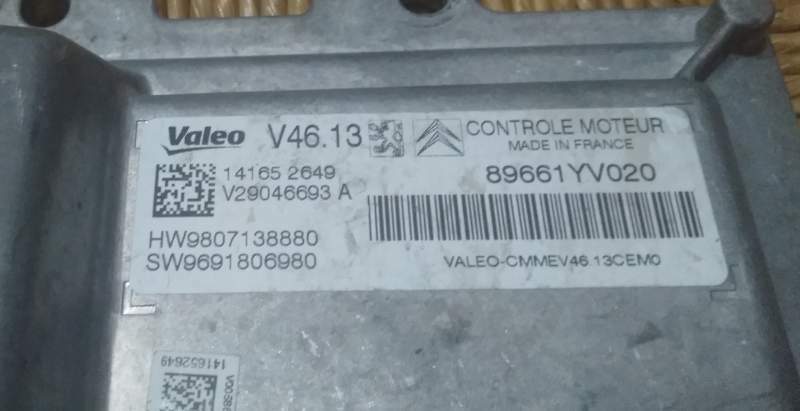 ECU PEUGEOT 1.2 V46.13 89661YV020 HW9807138880 SW9691806980