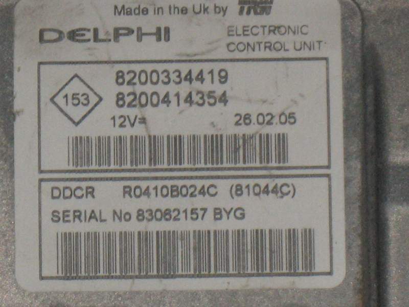 ECU RENAULT MEGANE SCENIC 8200334419 ECU 8200414354 R0410B024C
