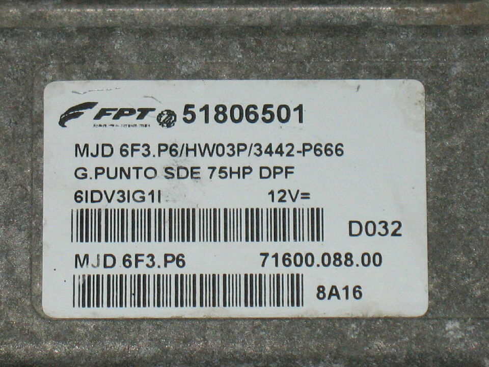 Ecu fiat grande punto 1.3 d multijet 55kw mjd6f3 hw03p 51806501