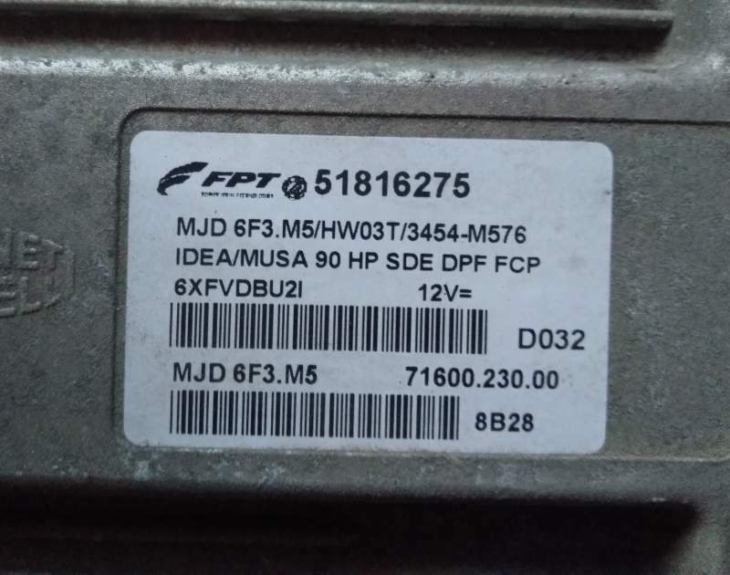 ECU IDEA MUSA 1.3 JTD 51816275 MJD6F3M5 HW03T 90HP 6XFVDBU2I
