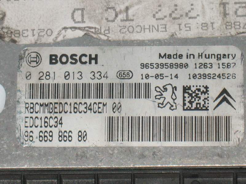 ECU PEUGEOT 3008 CITROEN 1.6 HDI EDC 16C34-4.11 0281013334 9666986680