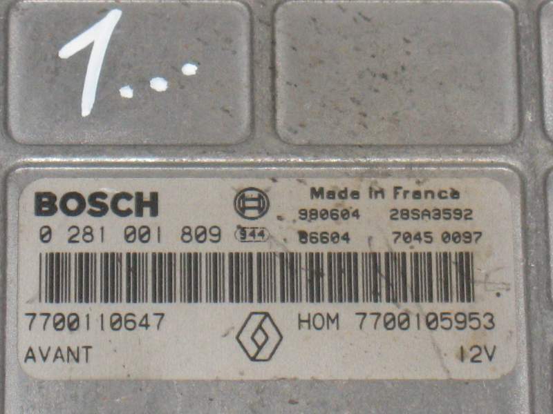 ECU MEGANE SCENIC 1.9 0281001809 7700110647 HOM7700105953 EDCMSA15.5-5.34