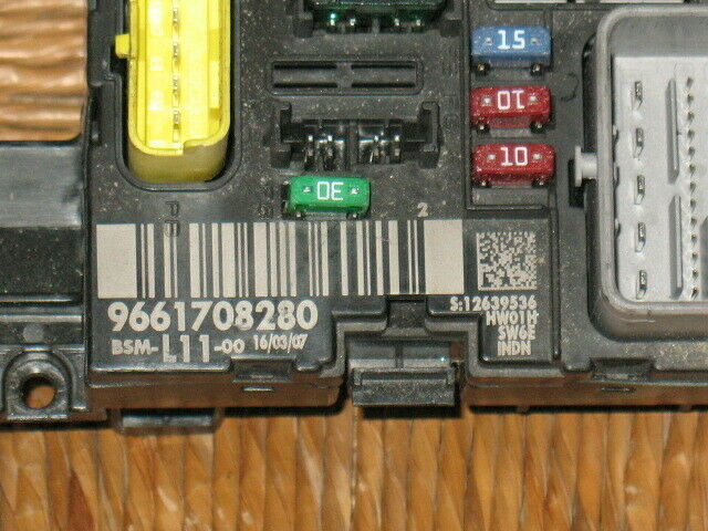 ECU BSM-L11-00 PORTA FUSIBILI PEUGEOT 207 9661708280 S:12639536