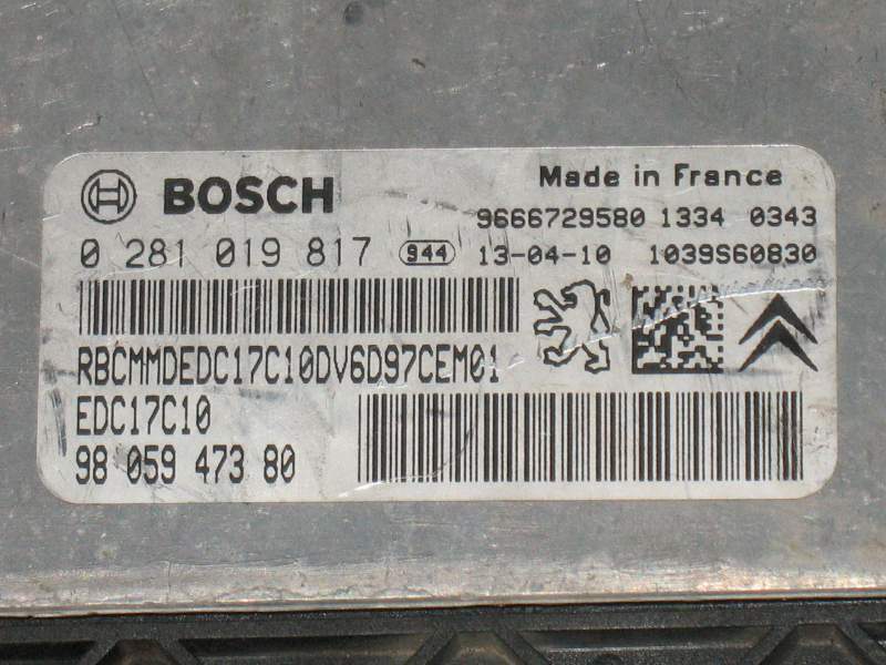 Berlingo Partner 1.6HDI ECU EDC 17C10-5.11 0281019817 9805947380