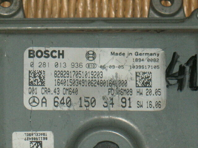 ECU MERCEDES CL A W169 0281013936 A6401503491 CRA.43 EDC 16C32-5.43