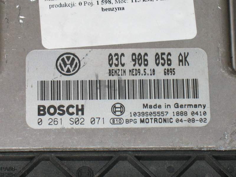 ECU VW GOLF 1.6 FSI 0261S02071 03C906056AK MED9 5.10