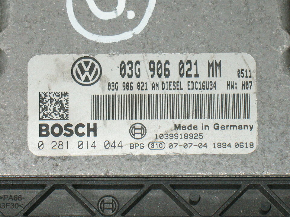 ECU VW TOURAN 03G906021MM 0281014044 EDC 16U34-3.41