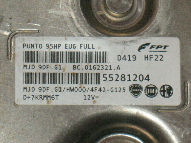 ECU ALFA FIAT PUNTO EVO 95HP EU6 55281204 MJD 9DF.G1 HW000