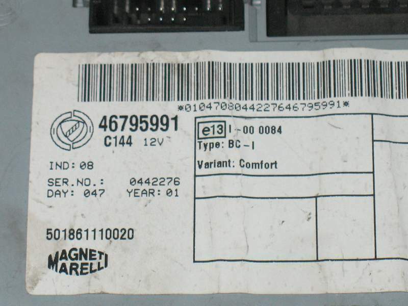 KIT Body computer E CHIAVE fiat punto (188) 46795991 0051438