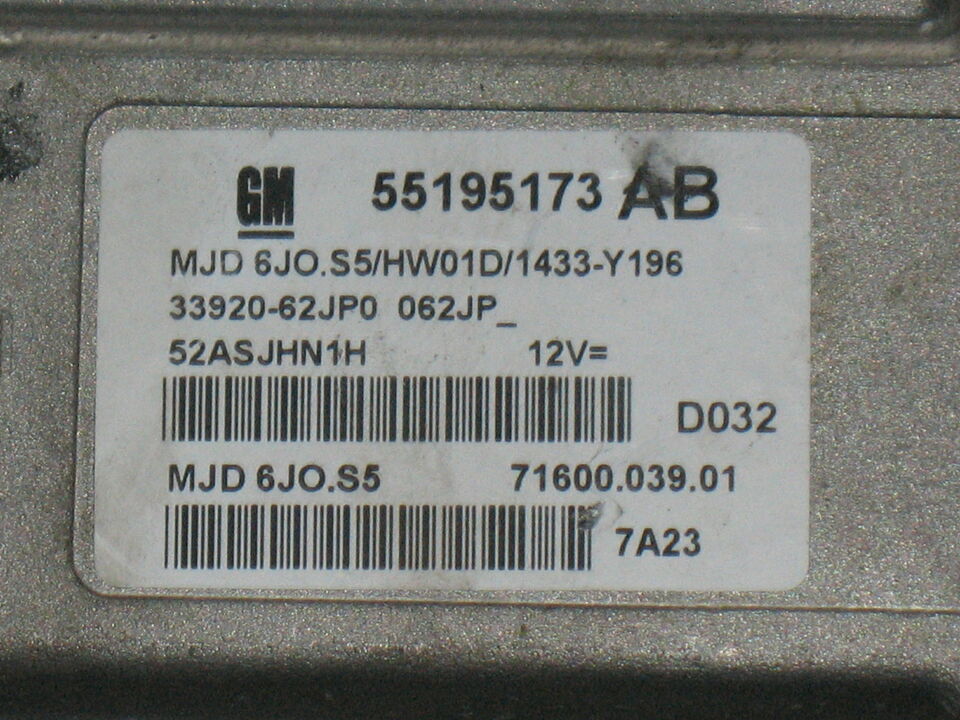 ECU OPEL SUZUKI 1.3 55195173AB MJD 6JO.S5 HW01D 7G11