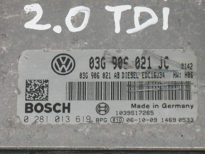 ECU SKODA Octavia 1Z 2.0 Diesel 03G906021JC BOSCH 0281013619 EDC 16U34-3.42