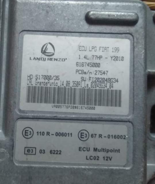 ECU PUNTO EVO LPG GAS FIAT 199 1.4 616745000 SW FI202049G34