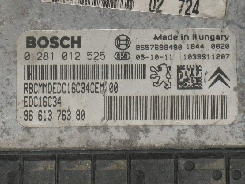 ECU PEUGEOT 206 1.4 HDI BOSCH 0281012525 9661376380 EDC16C34