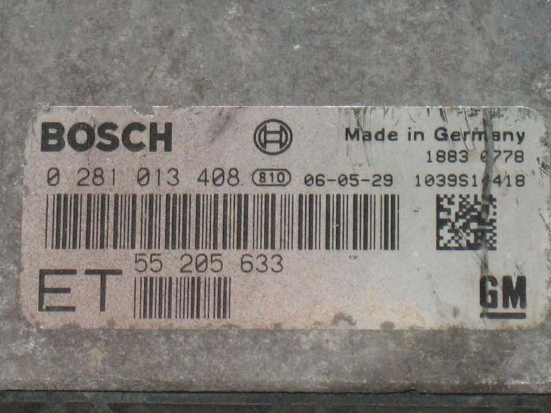 ECU OPEL 1.9 CDTI Z19DT Z19DTL 55205633 ET 0281013408 55205627 EDC16C9-3.21