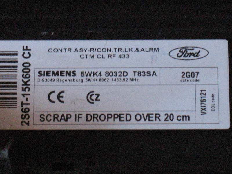 ECU FORD FIESTA, 2S6T15K600, SIEMENS 5WK48032D