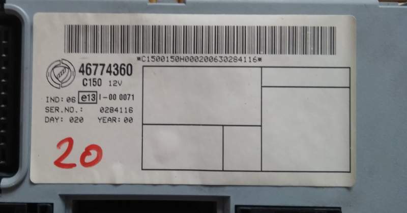ECU BODY COMPUTER FIAT PUNTO 46774360 E13I-000071 0284116
