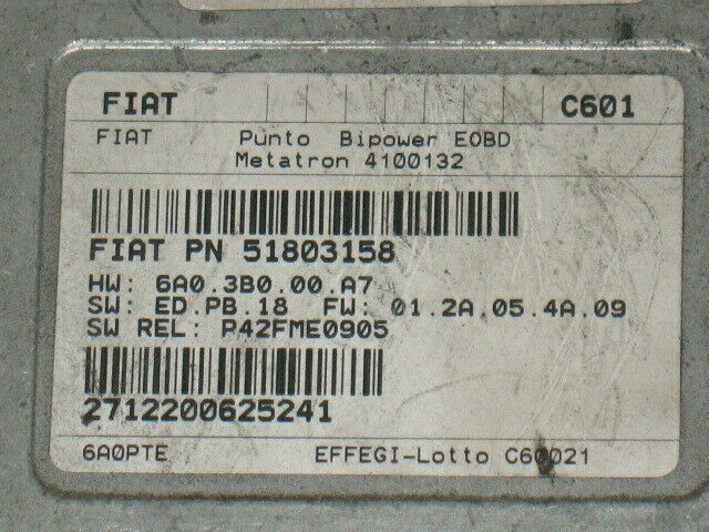 Ecu centralina metano fiat punto 1.2 51803158 4100132