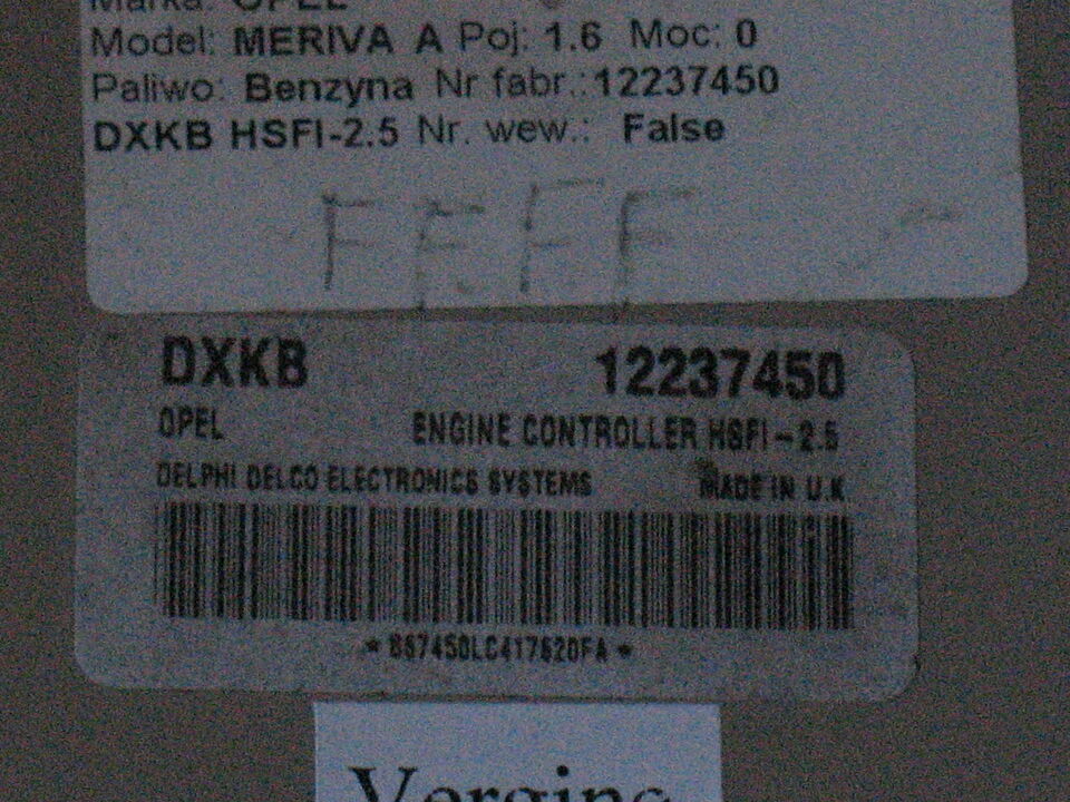 Opel Meriva A1.6 16v Z16SE ECU 12237450 / DXKB / HSFI2.5