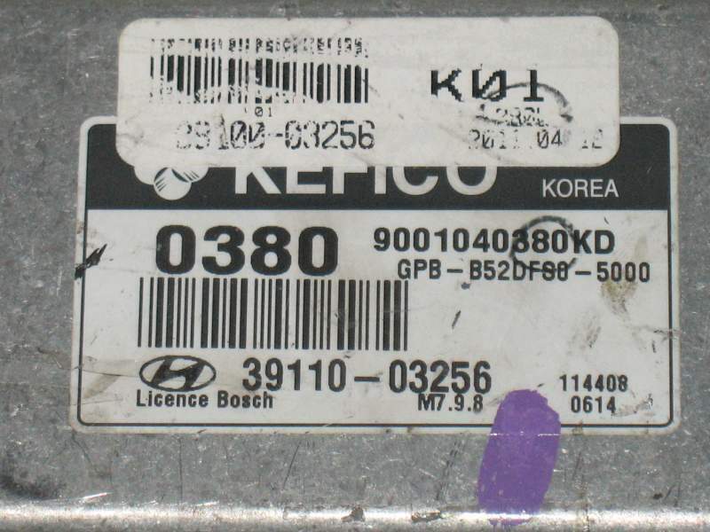 ECU HYUNDAI I20 1.2 9001040380KD 39110-03256 GPB-B52DFS0-5000