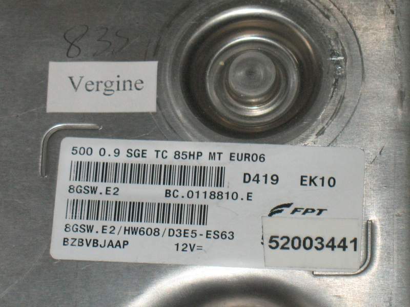 ECU FIAT 500 0.9 SGE TC 85HP MT EURO6 52003441 8GSW.E2 HW608