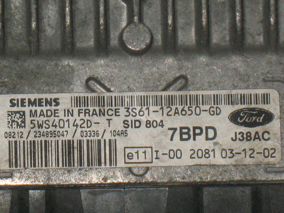 ECU FORD FIESTA FUSION 1.4 3S61-12A650-GD 5WS40142D-T SID 804