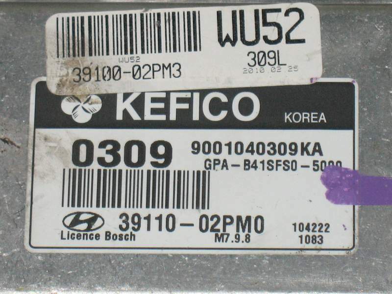 ECU HYUNDAI I10, 9001040309KA 3911002PM0, GPA-B41SFS0-5000