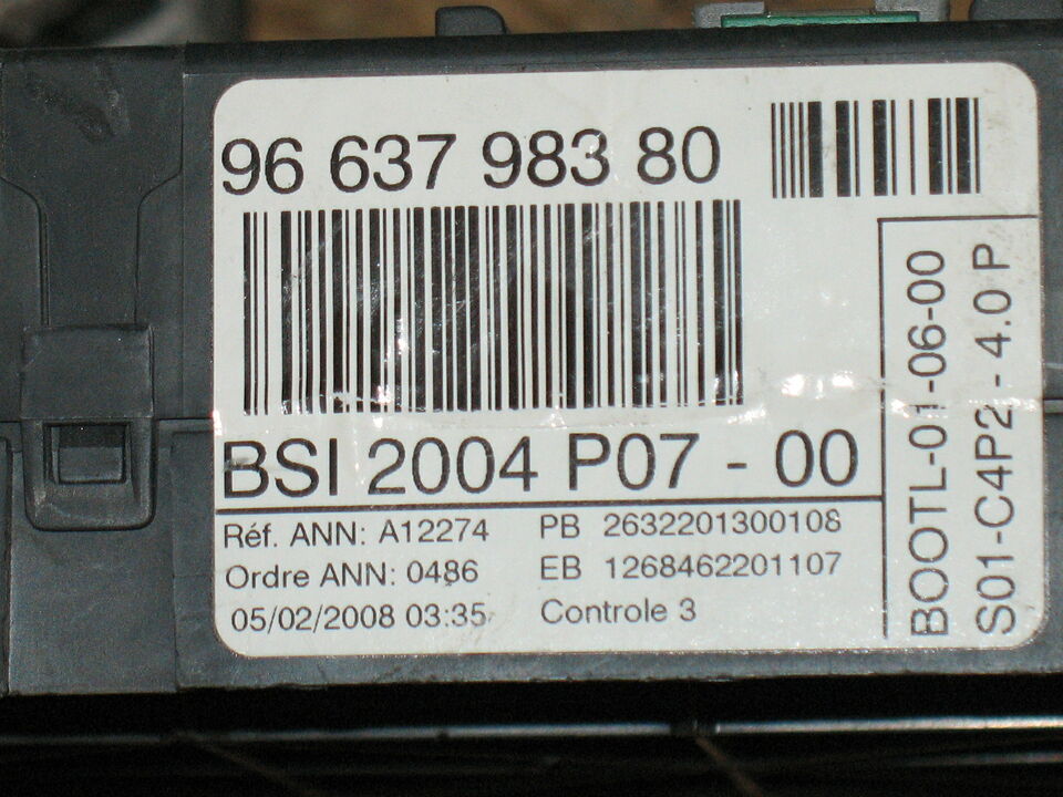 FIAT SCUDO BODY Valeo 9663798380 PEUGEOT 207 BSI 2004 P07-00