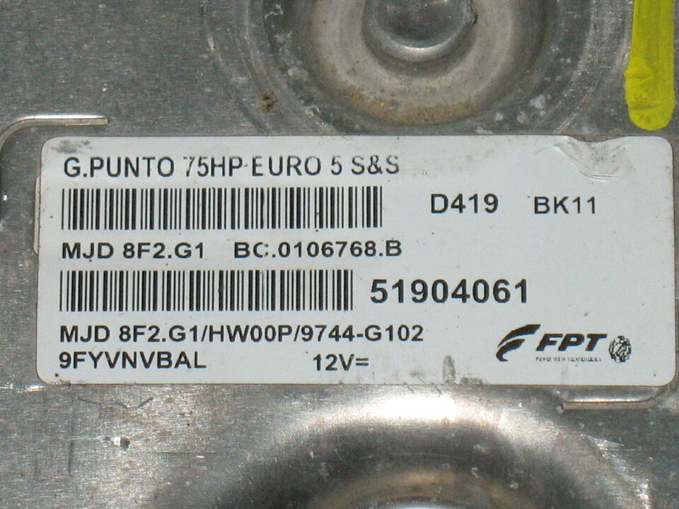 Ecu fiat punto evo 1.3 mjd 8f2.g1 fpt 51904061 75hp HW00P