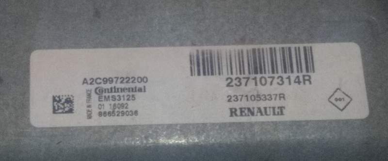 ECU CENTRALITA DACIA SANDERO 1.2 A2C99722200 237107314R EMS3125