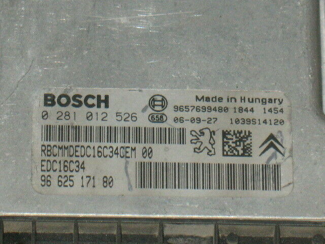 ECU PEUGEOT 207 HDI 0281012526 9662517180 EDC 16C34-4.61
