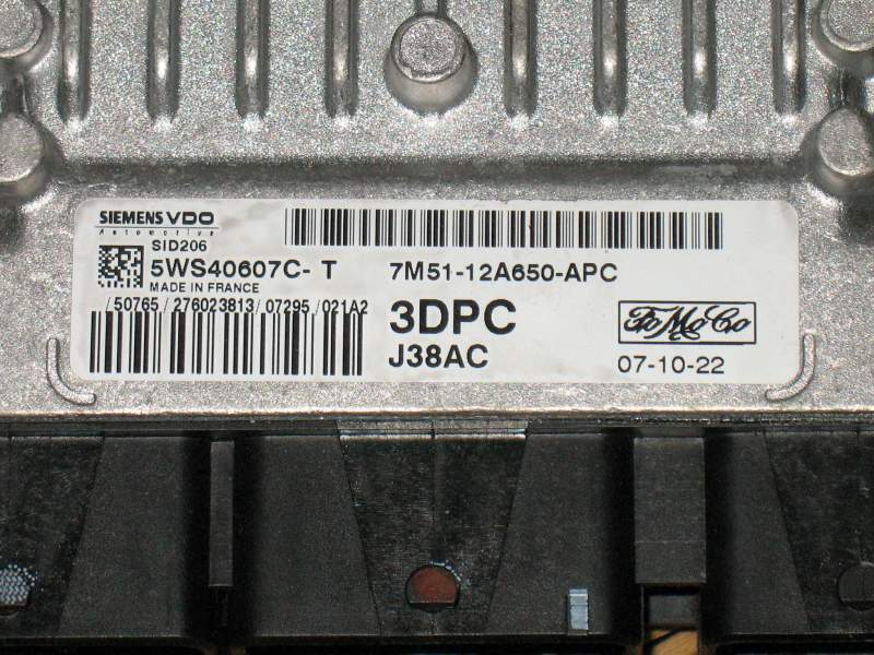 ECU FORD FOCUS SID206 5WS40607CT 7M5112A650APC 3dpc