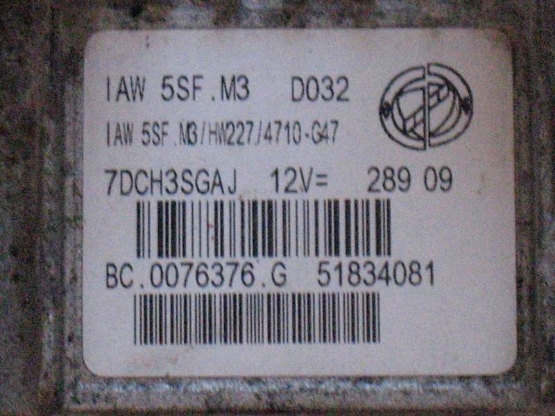 Ecu centralina fiat idea musa iaw 5sf.m3 51834081 HW227 4710-G47