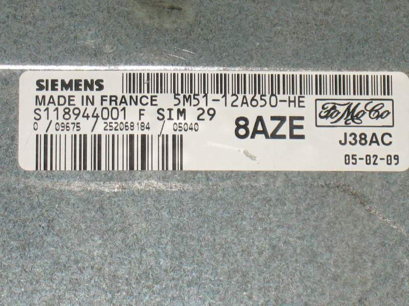 ECU FORD FOCUS 1.6 S118944001 F 5M51-12A650-HE 8AZE SIM29