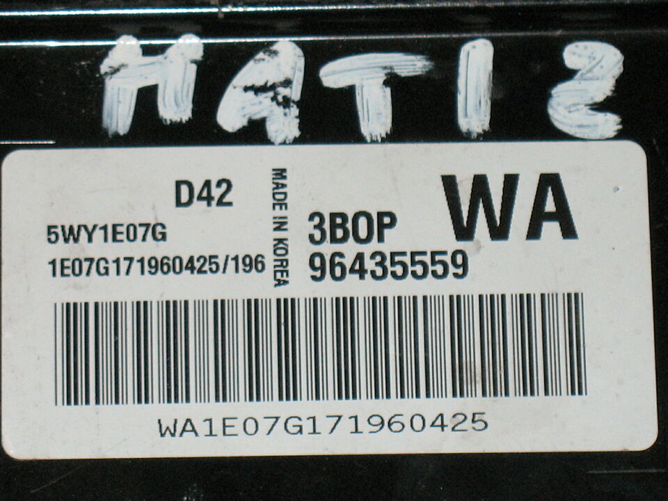 ECU 5WY1E07G D42 Chevrolet Aveo 1.2 KALOS 96435559 WA 1BMR