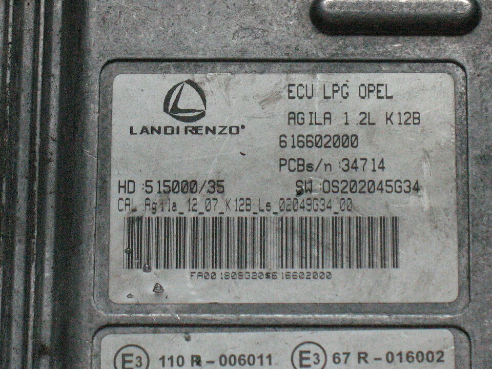 ECU OPEL AGILA 1.2L 616602000 LPG nr. 515000/35 GPL
