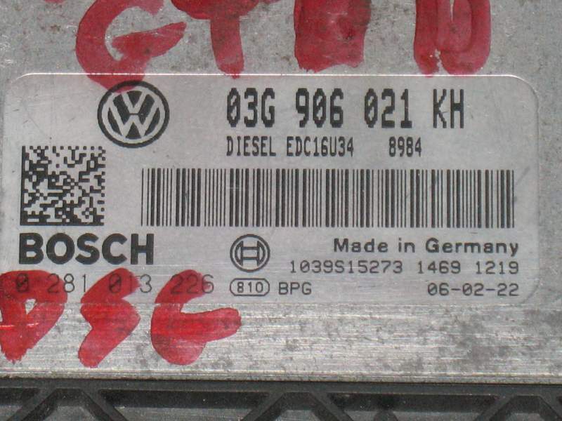 Ecu VW TOURAN 1.9 TDI 03G906021P 0281013266 DIESEL EDC16U34