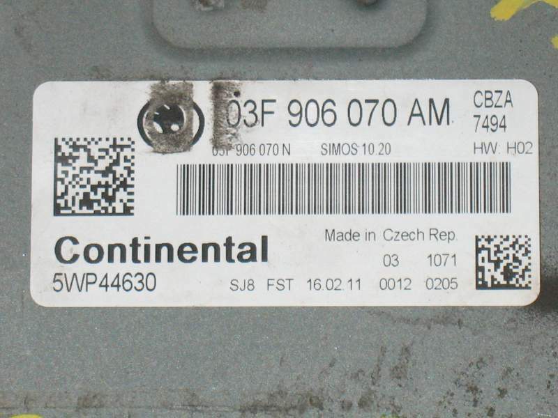 ECU SKODA FABIA 1.2 TSI 03F906070AM CONTINENTAL 5WP44630 simos 10 20 HW. H02