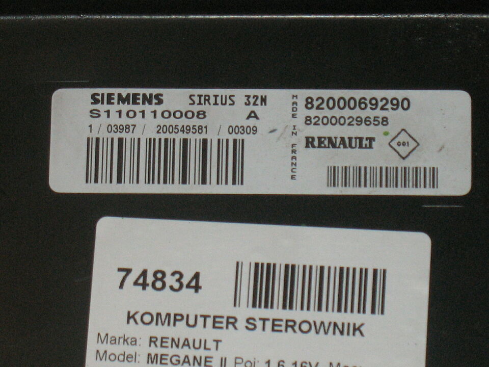 ECU RENAULT CLIO 2 S110110008A 8200069290 8200029658 SIRIUS 32N