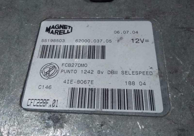 Ecu centralina fiat punto lancia 55198503 cfc228f.01 188 04