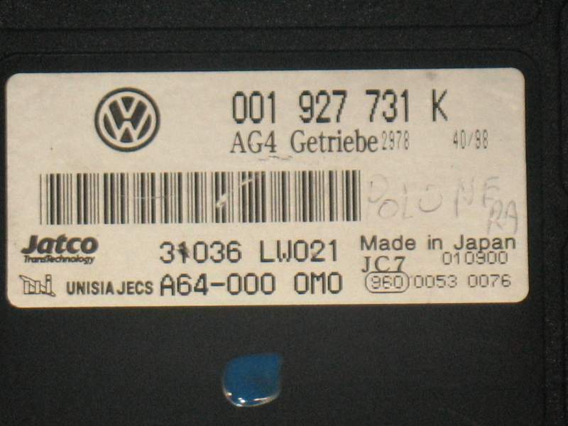 ECU CAMB VW POLO SEAT 1.4TDI 001927731K 31036 LW021 A64-000 0M0