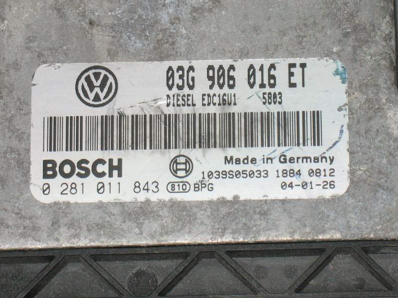ECU VW GOLF 2.0 TDI BOSCH 0281011843 03G906016ET EDC 16U1-5.41