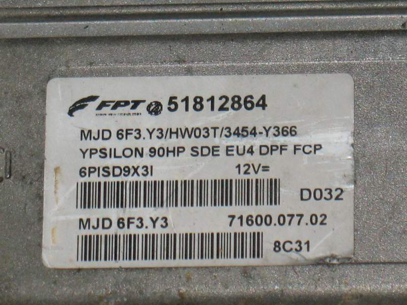 Ecu lancia ypsilon 1.3 51812864 mjd6f3.y3 hw03t