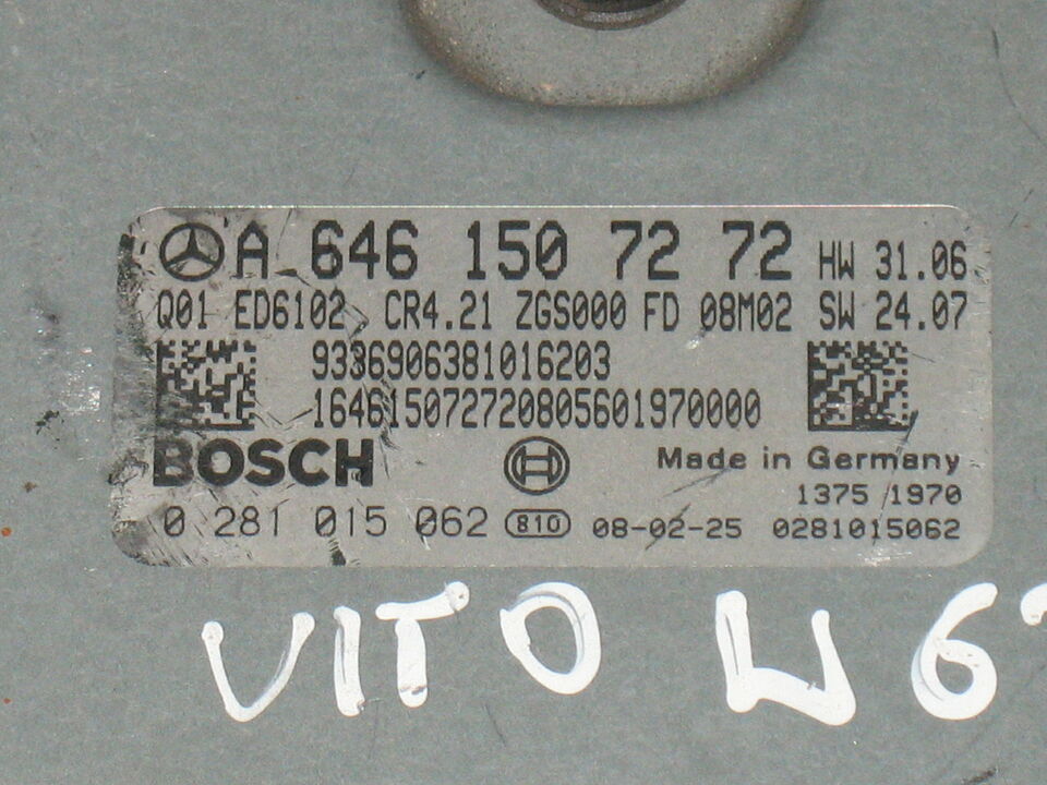 ECU MERCEDES VITO2.2 0281015062 EDC 16CP31-8.20 CR4.21 A6461507272
