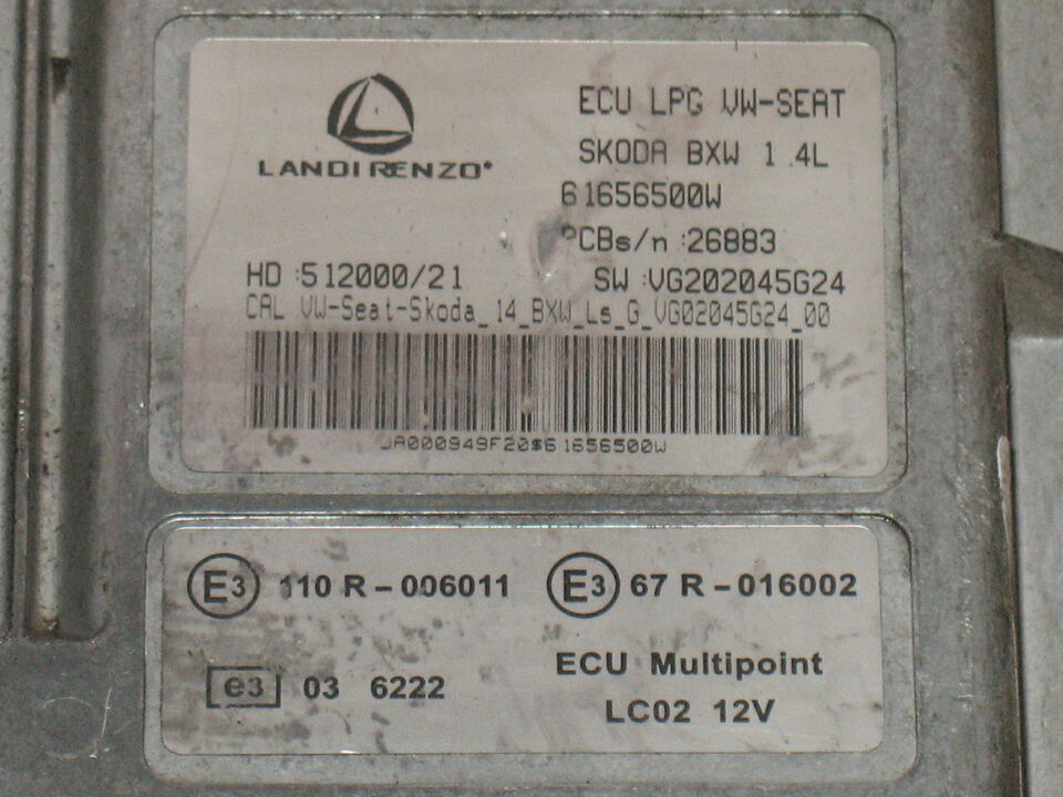 Ecu centralina skoda bxw 1.4 lpg gpl 61656500w sw:vg202045g24