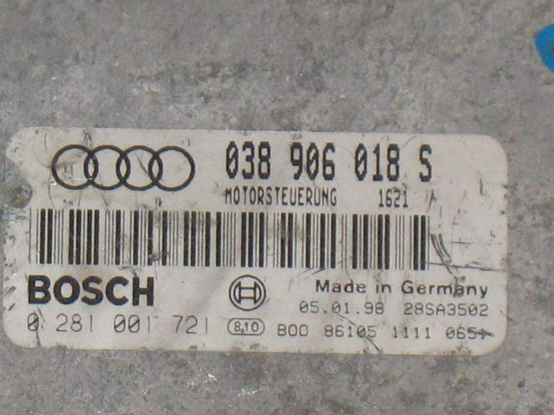 ECU AUDI A4 1.9TDI 0281001721 03890618S EDC15V -5.29 0389060185