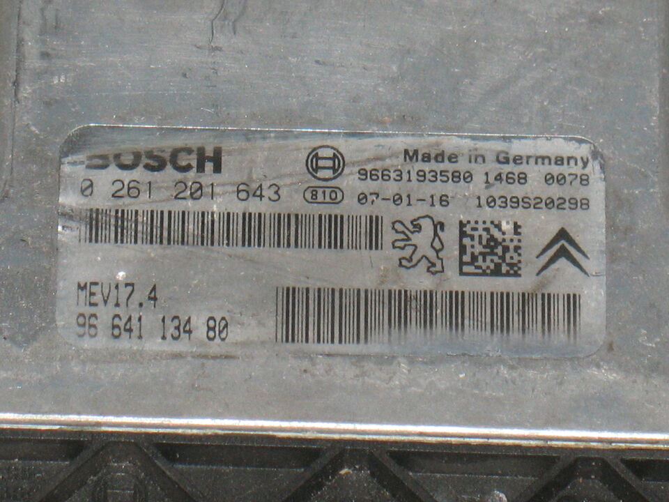 ECU PEUGEOT 207 C3 1.6 VTI 0261201643 9664113480 MEV 17.4