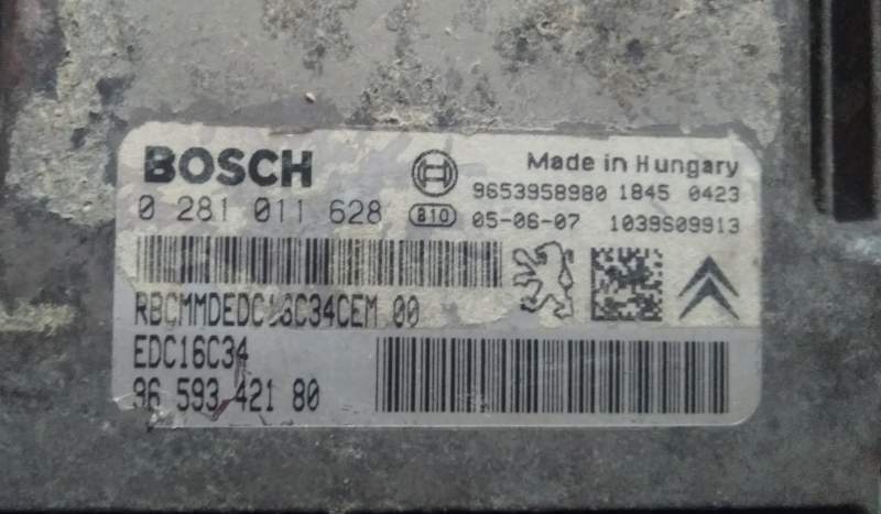 ECU CENTRALINA PEUGEOT 1.6 HDI 0281011628 9659342180 EDC 16C34-2.10