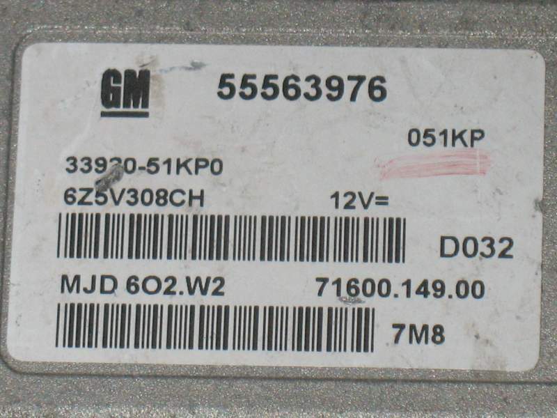 ECU OPEL 1.3 55563976 33920-51KP1 3392051KP1 MJD6O2.W2